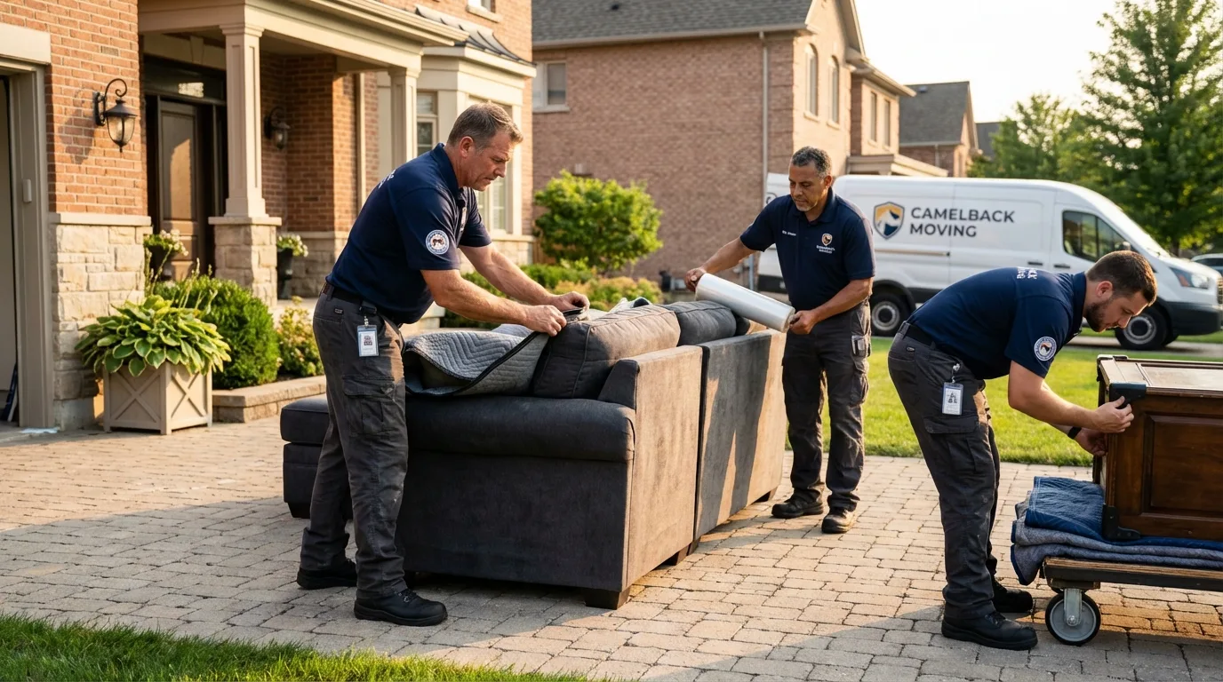 Large estate moving crew wrapping furniture in Angel Fire, NM